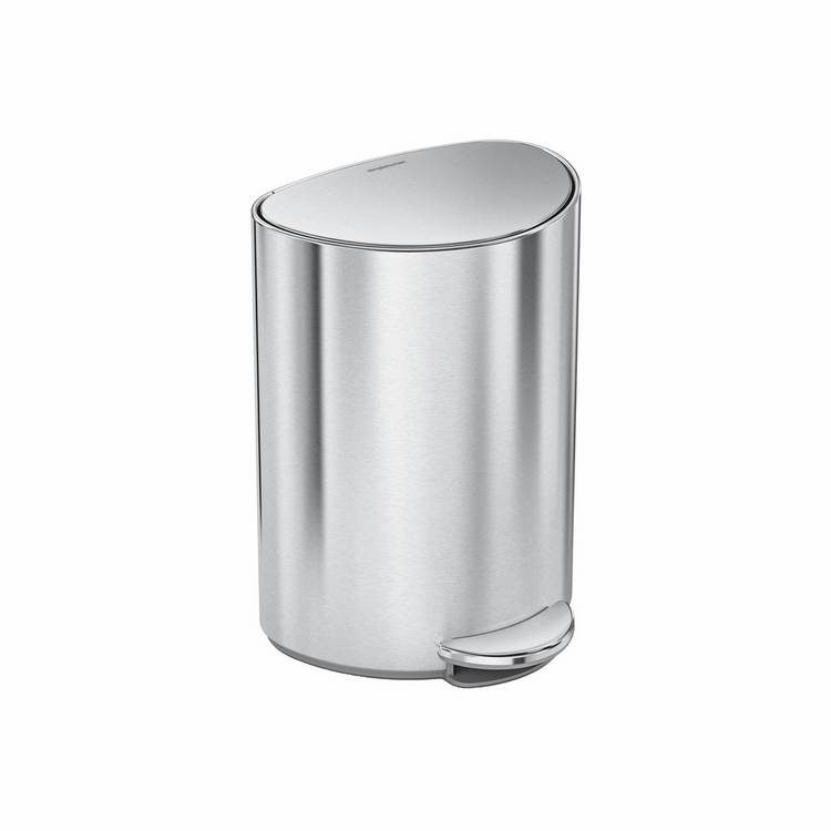 Simplehuman 6L Semi Round Bathroom Bin - Stainless Steel 0