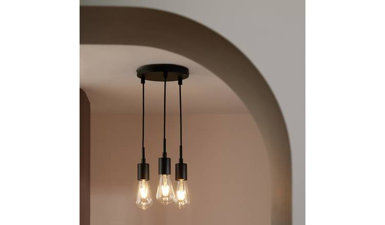 Habitat Lockie Metal 3 Light Cluster Pendant Light - Black