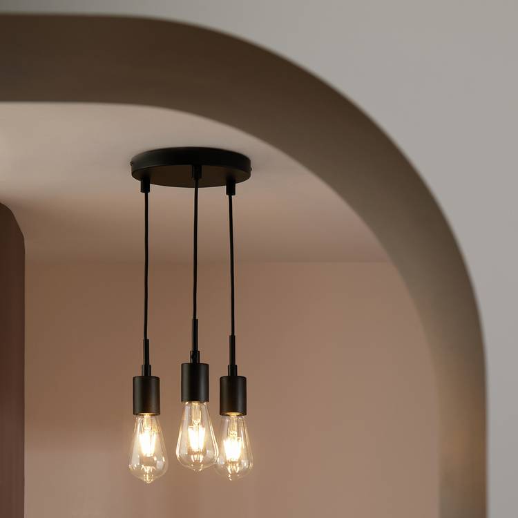 Habitat Lockie Metal 3 Light Cluster Pendant Light - Black 0