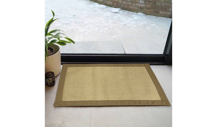 Mighty Mats Cotton Bordered Beige Doormat - 57x90cm 