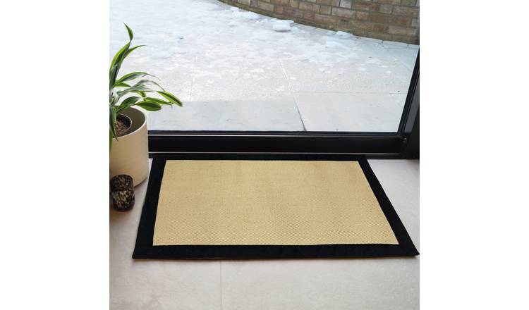 Mighty Mats Cotton Natural & Black Doormat - 57x90cm 