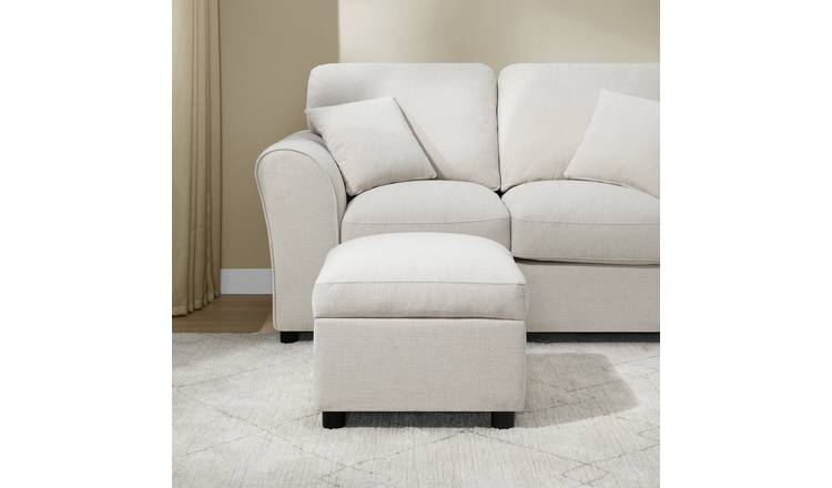 Argos Home Harry Fabric Storage Footstool - Natural