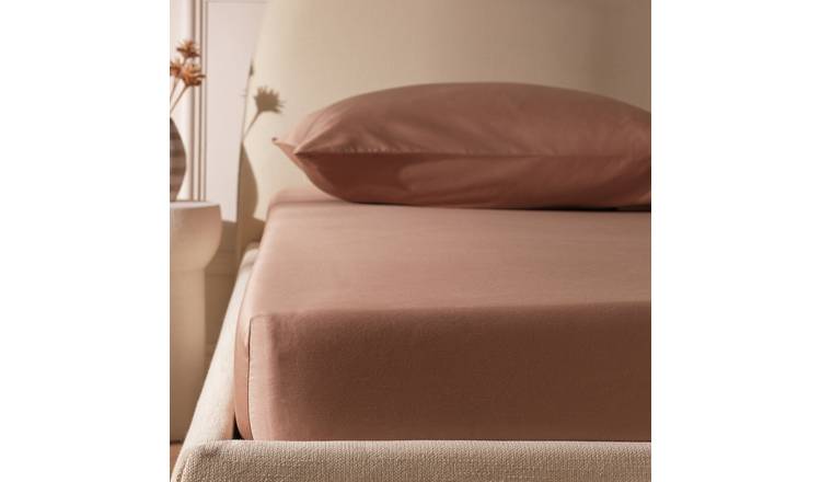 Habitat Egyptian Cotton 400 TC Mocha Fitted Sheet - Double