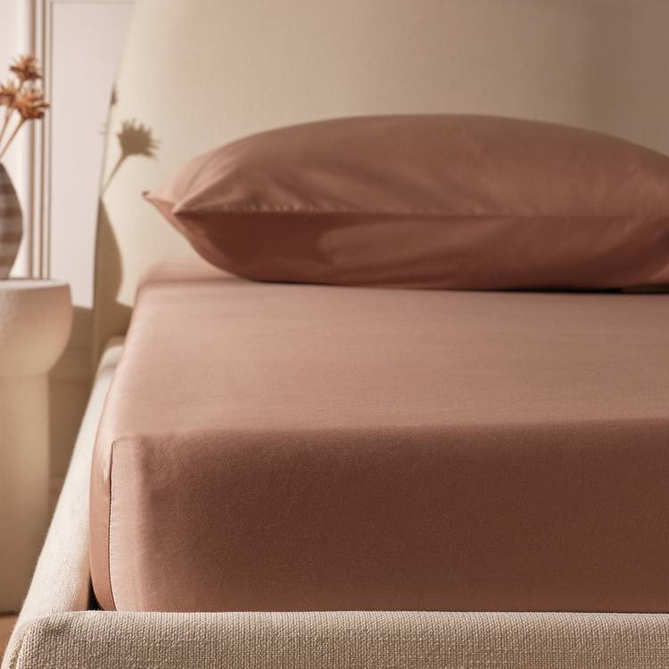 Habitat Egyptian Cotton 400 TC Mocha Fitted Sheet - Double 0
