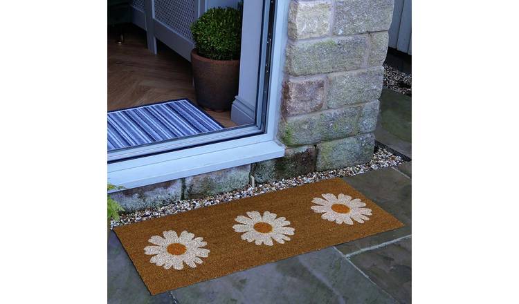 Mighty Mats Patio Latex Daisy Cut Pile Doormat - 38x98cm