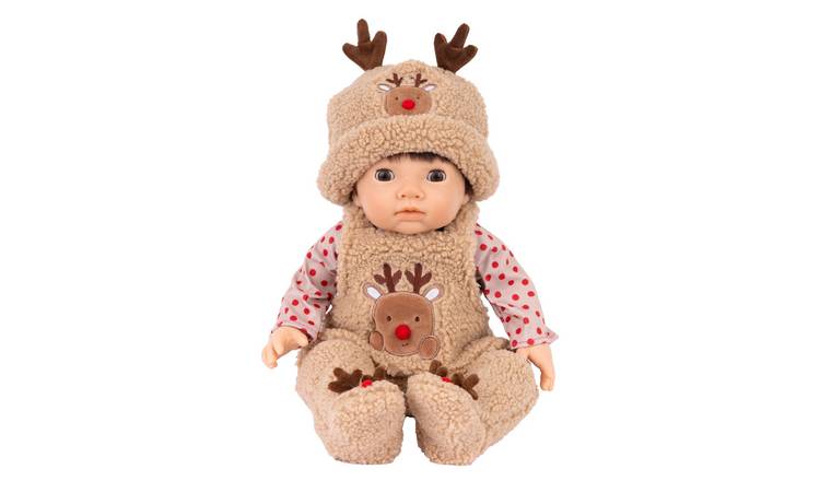 Tiny Treasures Christmas Festive Reindeer Baby Doll 