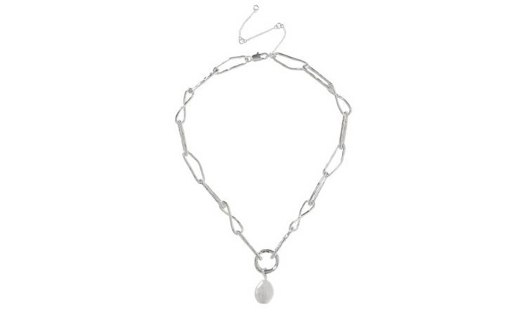 Liars & Lovers Silver Paperclip Chain Pearl Pendant Necklace