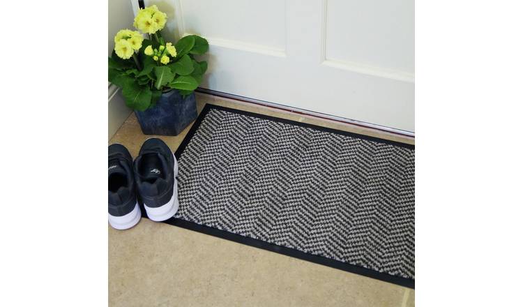 Mighty Mats Herringbone Light Grey Doormat - 50x80cm
