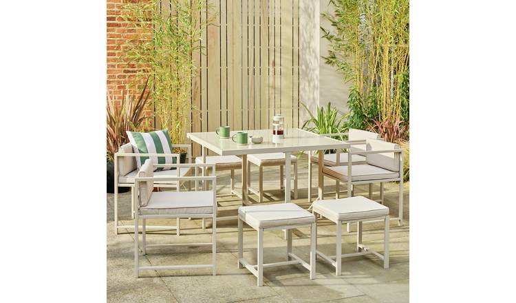 Argos Home Modern Space Saving 8 Seater Patio Set - Greige