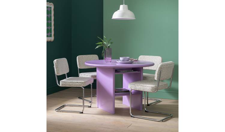 Habitat Geller Purple Dining Table & 4 Natural Chairs 