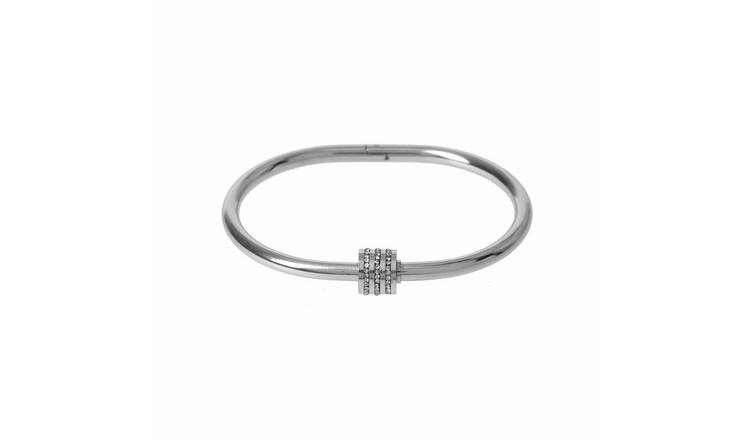 Liars & Lovers Silver Tone Stainless Steel Hinged Bangle