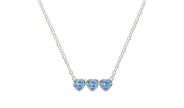 Radley Sterling Silver Blue Stones Triple Heart Necklace