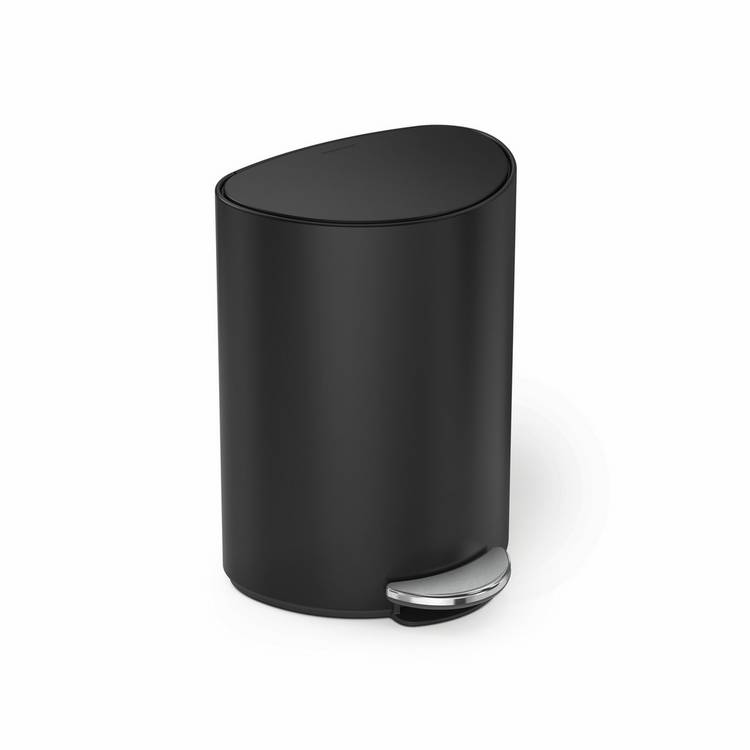 Simplehuman 6L Semi-Round Bathroom Pedal Bin - Black 0