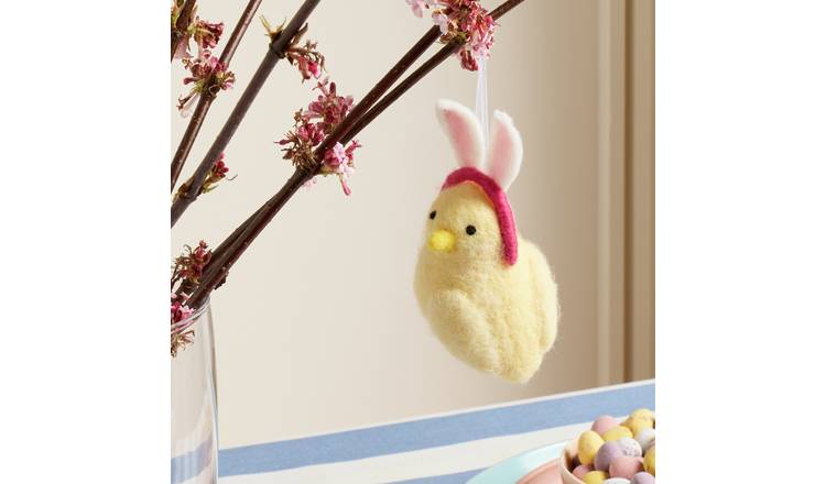 Argos Home Felt Yellow Chick with Bunny Ears Ornament