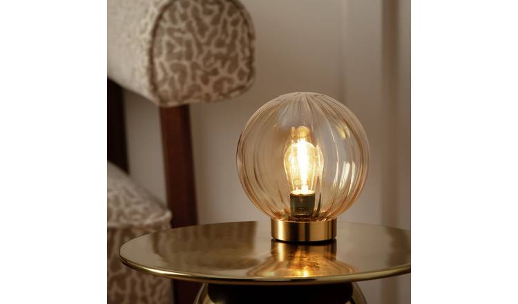 Argos Home Globe Battery Powered Table Lamp - Brass & Mink