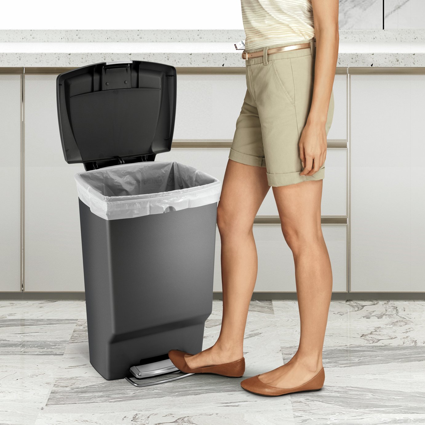 Buy Simplehuman 45 Litre Plastic Rectangular Pedal Bin - Grey