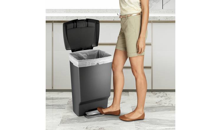 Simplehuman 45 Litre Plastic Rectangular Pedal Bin - Grey