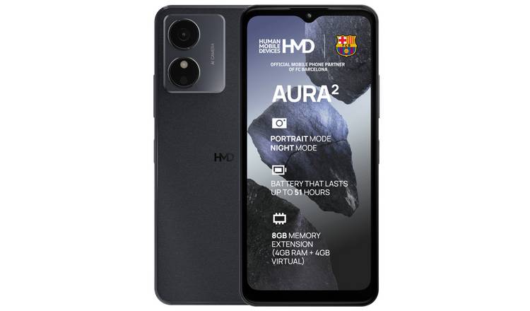 SIM Free HMD Aura2 128GB Mobile Phone - Midnight Black