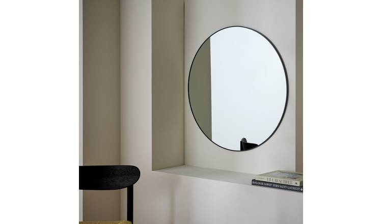 Habitat Black Round Wall Mirror - 80x80cm