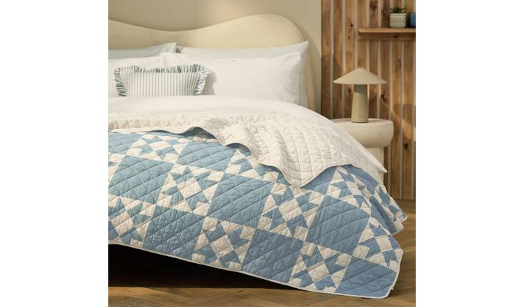 Habitat Quilted Motif Bedspread - White - 200x220cm