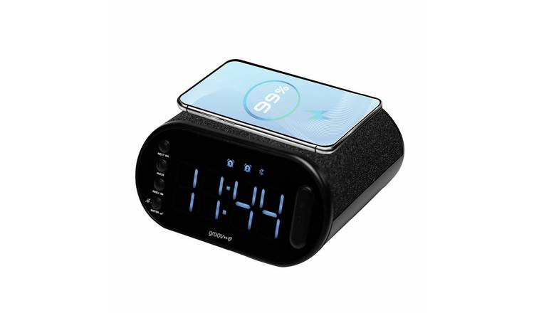 Groov-e Atlas II FM Alarm Clock Radio with Wireless Charging