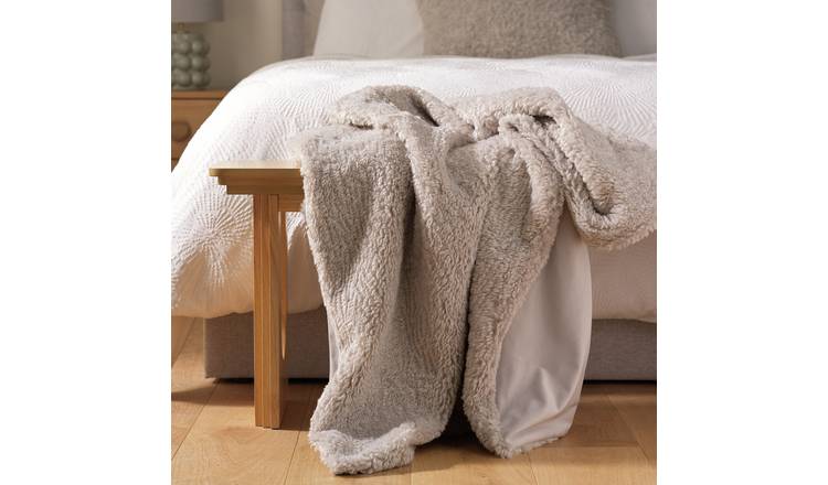 Habitat Shearling Throw - Grey - 125x150cm