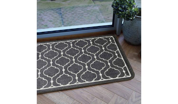Mighty Mats Supersoft Washable Grey Geo Doormat - 50x75cm