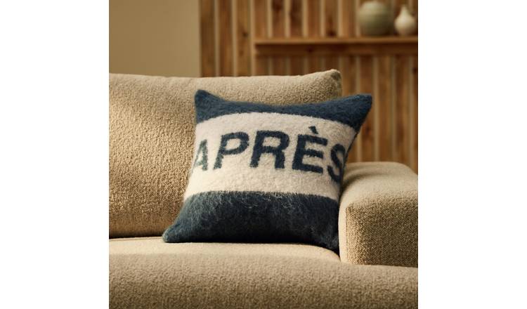 Habitat Apres Mohair Cushion - Navy - 43x43cm