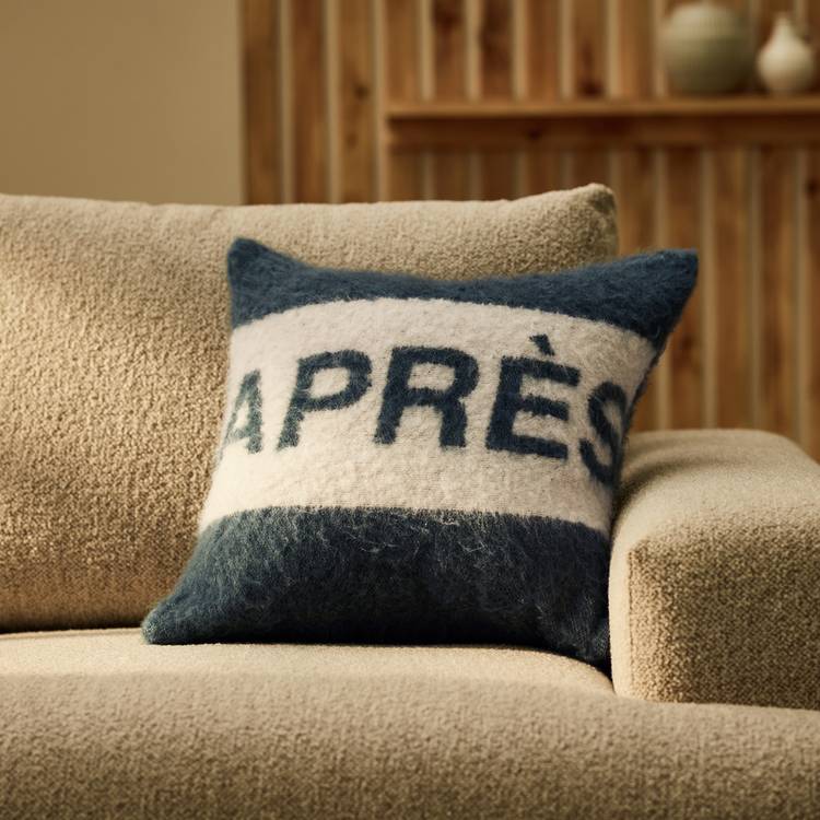 Habitat Apres Mohair Cushion - Navy - 43x43cm 0