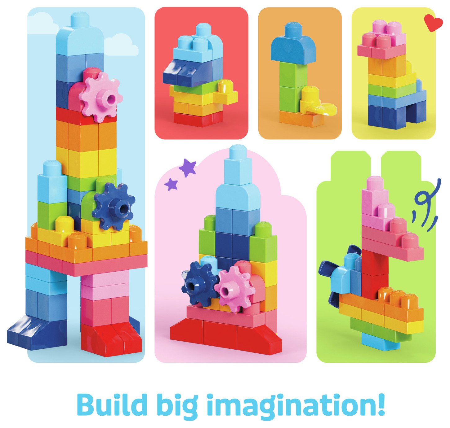 Mega Bloks Build Big Deluxe Creations Box | Scatola Di Blocchi Colorati Con Stampe Animali Per Bambini - 2
