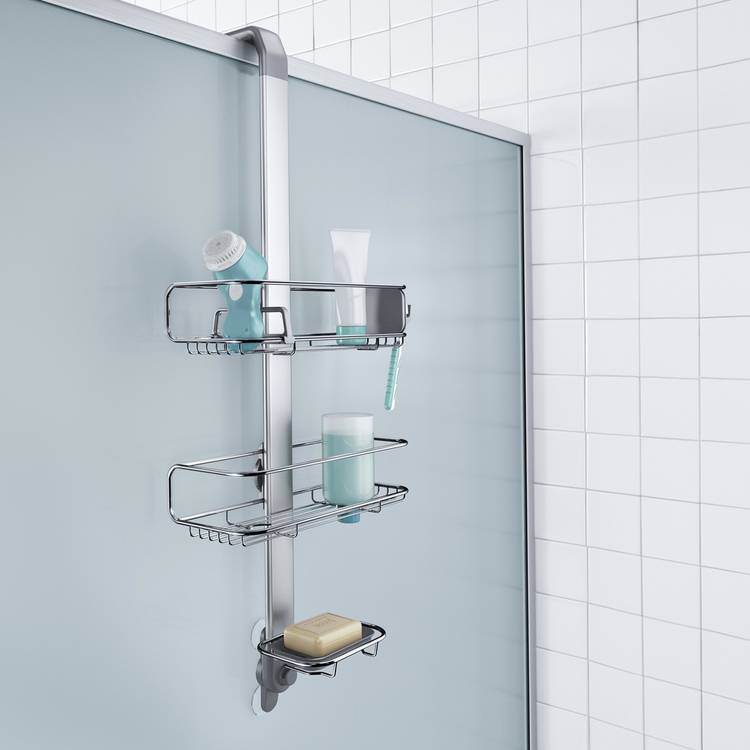 Simplehuman 2 Tier Overdoor Shower Caddy - Stainless Steel 0