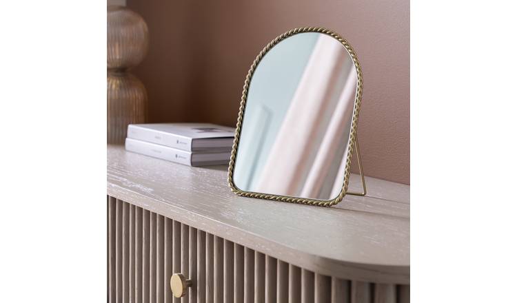 Habitat Gold Rope Twist Arch Dressing Table Mirror - 16x21cm