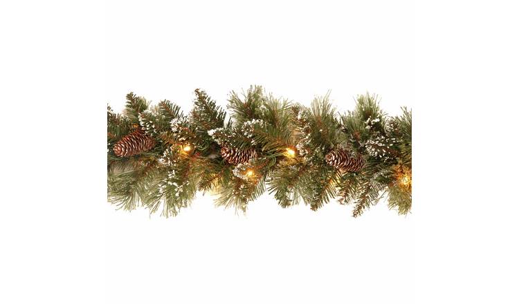National Tree 2.7m Prelit Glittery Bristle Garland