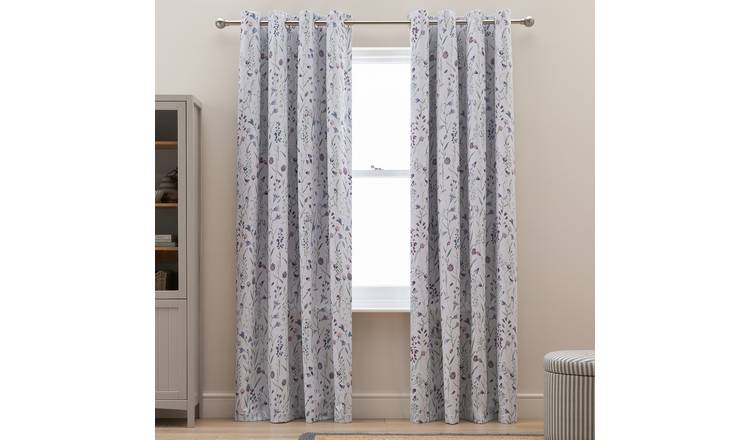 Argos Home Floral Blackout Eyelet Curtain-Purple - 137x117cm