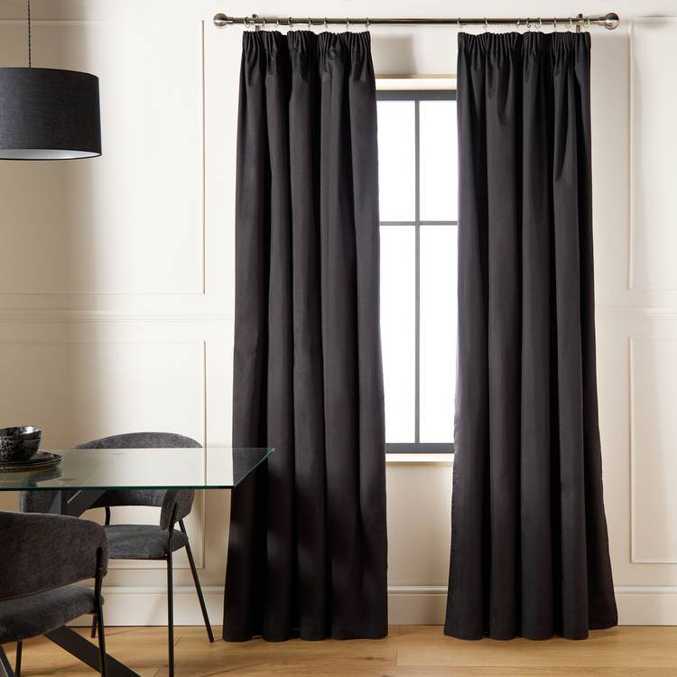 Habitat Blackout Pencil Pleat Curtain - Black - 137x117cm 0