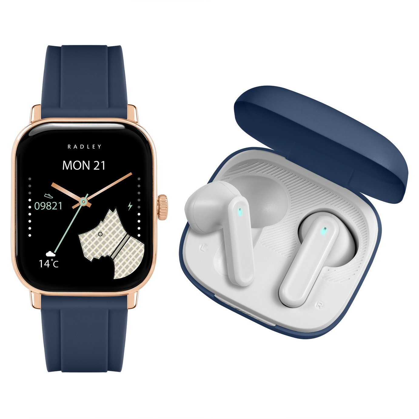Radley Petite Case Smart Watch and Wireless Earbud Set- Navy