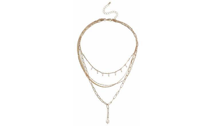 Liars & Lovers Gold Tone Pearl Pendant Multilayered Necklace