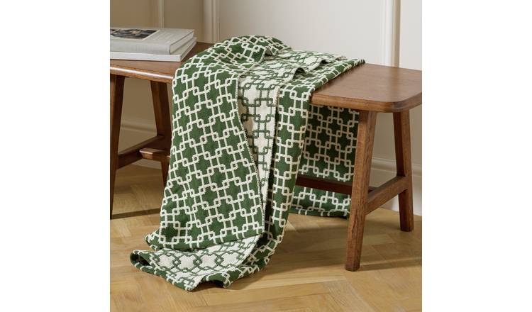 Habitat Chain Geo Throw - Green - 150x125cm