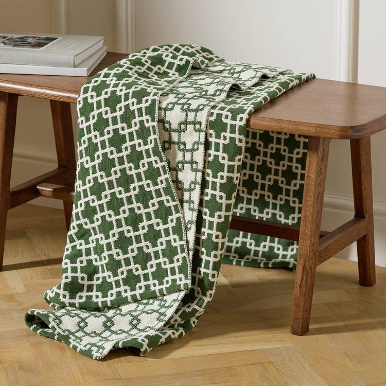 Habitat Chain Geo Throw - Green - 150x125cm 0