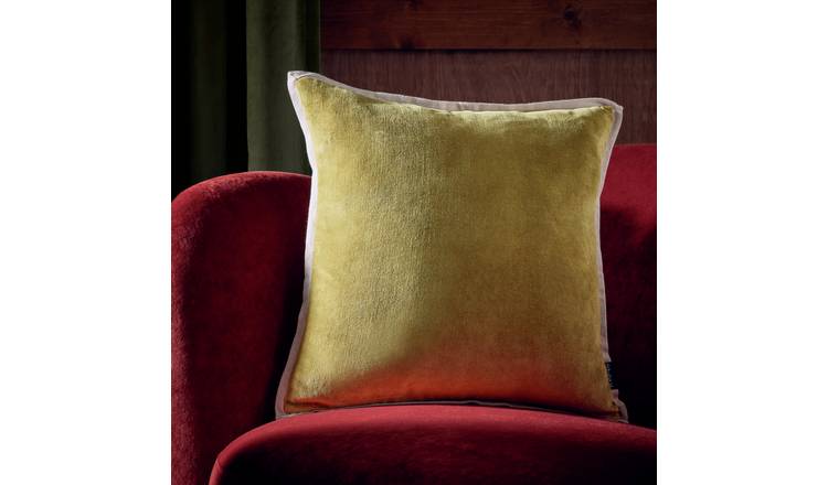 Habitat Cotton Velvet Cushion - Khaki - 43x43cm