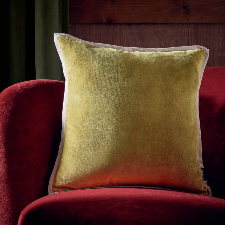 Habitat Cotton Velvet Cushion - Khaki - 43x43cm 0