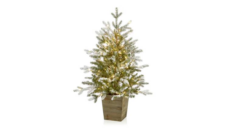 Premier 3ft PreLit Flocked Porch Artificial Christmas Tree