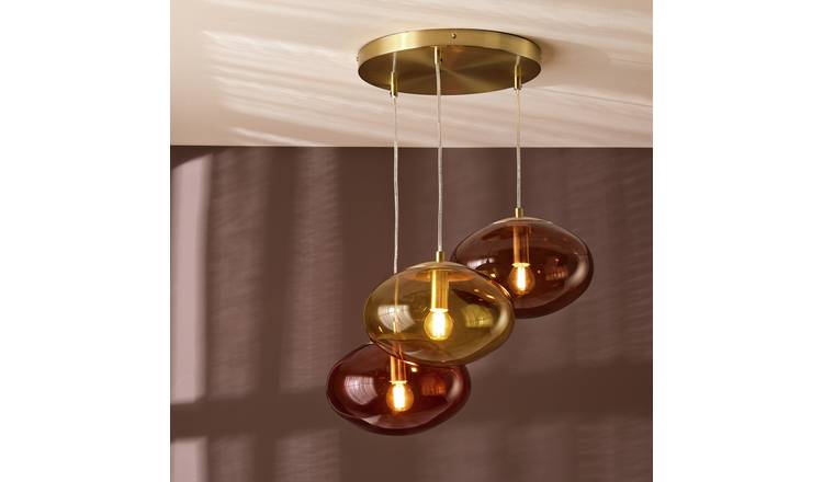Habitat Honey Glass 3 Light Cluster Ceiling Light - Brown