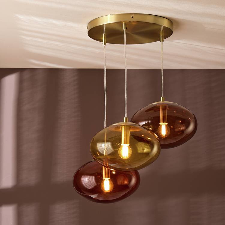 Habitat Honey Glass 3 Light Cluster Ceiling Light - Brown 0