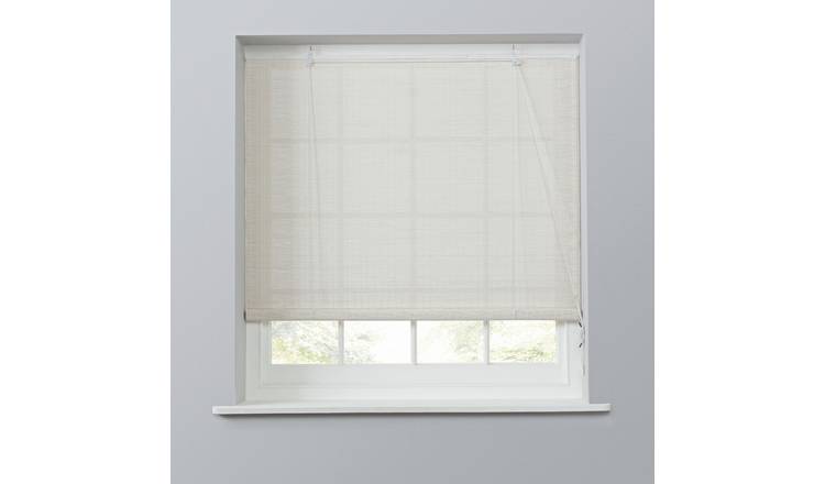 Little Black Book Bamboo White Roller Blind - 90cm