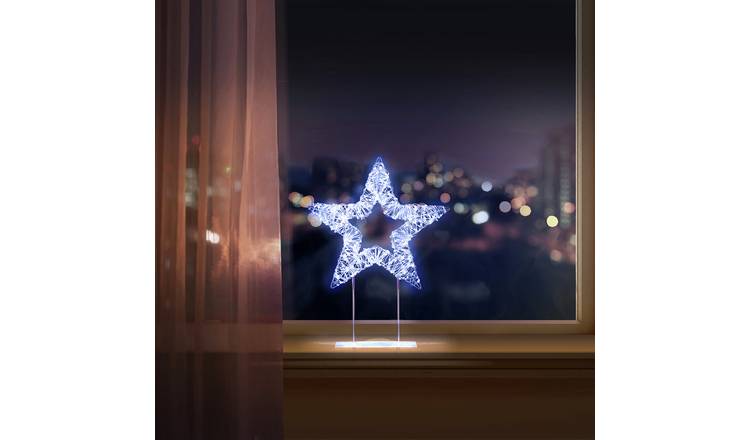 Premier 45cm  Sliver Star Table Top LED Lights