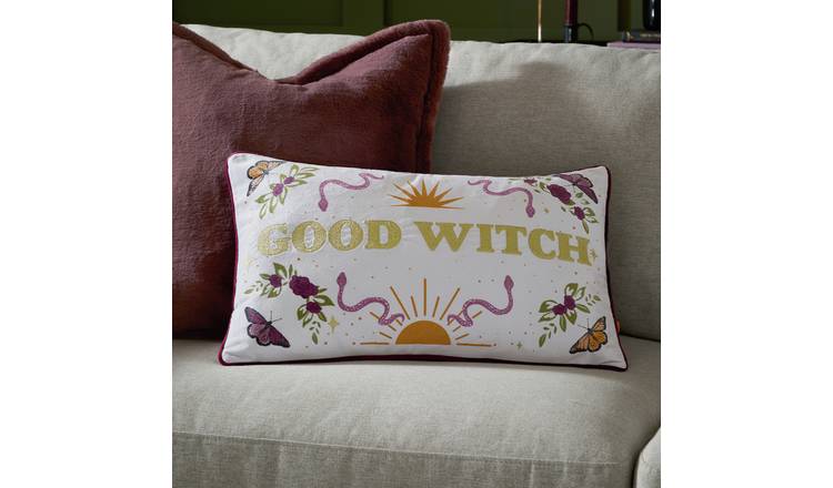 furn Good Witch Cushion - White - 50x30cm
