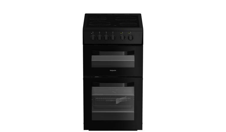 Hotpoint HTE5VCB 50cm Twin Cavity Electric Cooker - Black