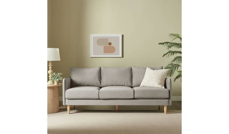 Argos Home Dippy Velvet 3 Seater Sofa - Mink