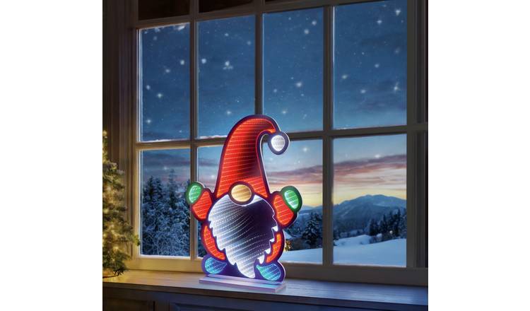 Premier 60cm Standing Christmas Gnome Infinity Mirror
